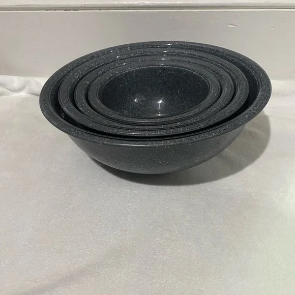 PYREX Nesting Mixing Bowls 4 Piece Speckled Granite Clear Bottom - Picture 5 of 6